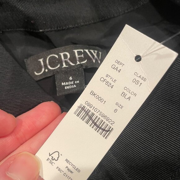 NWT J.Crew Collection Women's Sz 6 Black Shirtdress A-Line Jewel Buttons CF624 - Picture 3 of 10